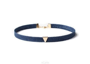 Naszyjnik Choker Rzemyk na szyję Jeans obroża