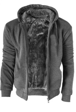 M - BLUZA MĘSKA OCIEPLANA NA FUTRZE 2537 MATT