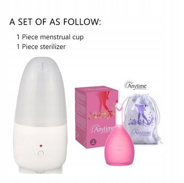 Zestaw kubeczka menstruacyjnego i sterylizatora,