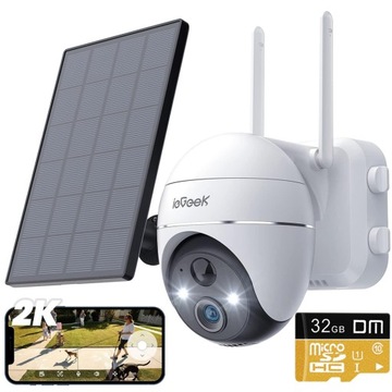 ZEWNĘTRZNA SOLARNA KAMERA OBROTOWA BATERIE WIFI 3MP 32GB Z PANELEM SOLARNYM