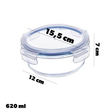 НАБОР ПИЩЕВЫХ КОНТЕЙНЕРОВ СТЕКЛА С КРЫШКОЙ, КРУГЛОЙ КОРОБКИ, 3 шт.