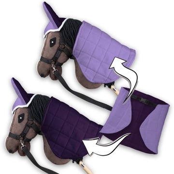 DERKA DWUSTRONNA NAUSZNIKI SKIPPI DLA KONIA HOBBY HORSE FIOLETOWA ODCIENIE