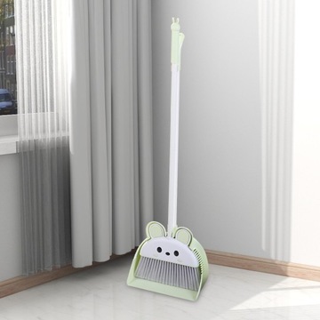 Zestaw ze szufelką i miotłą do zamiatania sierści zwierząt, zielony