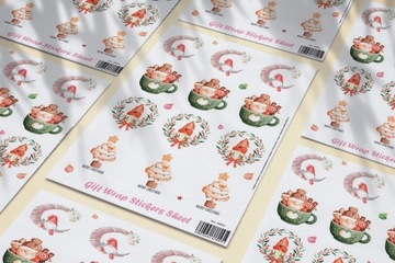 Лист самоклеящихся подарочных наклеек 16 шт.