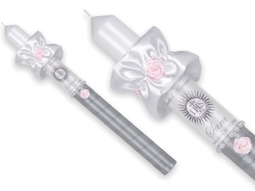 ŚWIECA DO NA KOMUNII +PUDEŁKO DREWNIANE EKO poziom