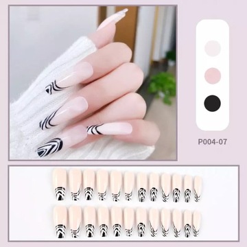 SZTUCZNE PAZNOKCIE TIPSY WZORY BALLERINA P004-7