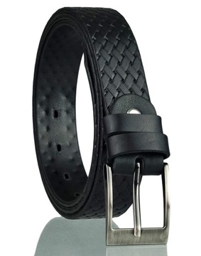 SKÓRZANY MĘSKI PASEK BLAKARDO 3 CM CZARNY 125