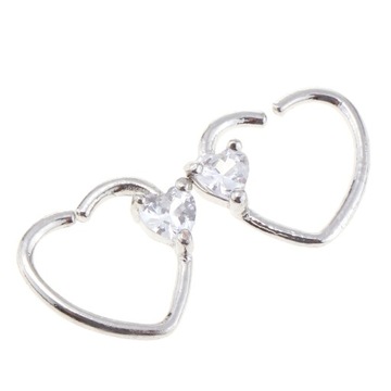 2 . Kolczyk w Cyrkon Hoop Heart Crysrtal