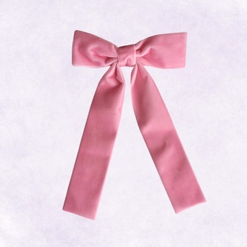 Элегантный бархатный розовый бант для волос