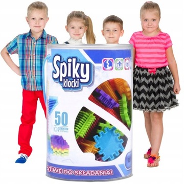 Klocki SPIKY dla Dzieci WIELOKOLOROWE 50 Elemetów