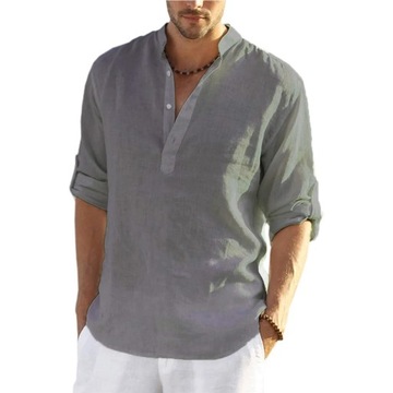 2022 New Men's Casual Blouse Cotton Linen Shirt Lo