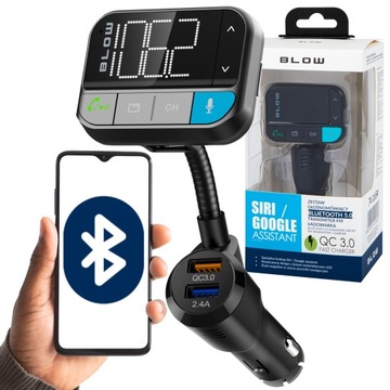 FM BLUETOOTH 5.0 ПЕРЕДАТЧИК ДИНАМИК SD QC 3xUSB SIRI/GOOGLE