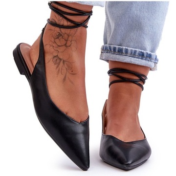 Czarne Skóra ekologiczna Buty Baleriny PG1 r.36