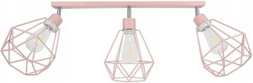 LAMPA LISTWA SUFITOWA 3 RÓŻOWA RÓŻ PASTEL DZIECIĘCA LED E27 WISZĄCA