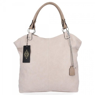 Shopper Bag Torebka Damska Torba na Ramię Pojemna Beżowa Hernan HB0150