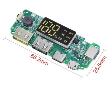 Модуль зарядки аккумулятора Li-Ion 18650 POWERBANK BMS 2.4A USB-C