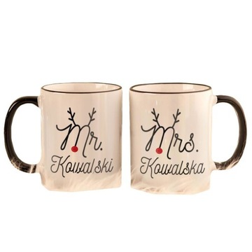 KUBKI świąteczne dla par prezent Mr&Mrs PODPIS