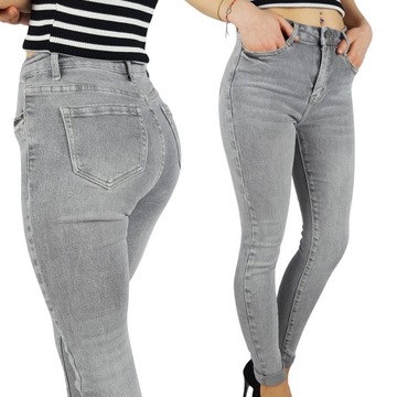 DAMSKIE - SPODNIE - JEANSOWE - Modelujące - GREY