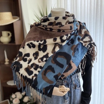 Women Leopard Cashmere Scarves Lady Winter Thicken