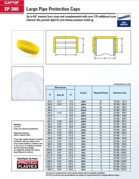 Заглушки для труб, защитные колпачки EP 260 21,3 - 1000 шт.