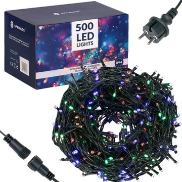 ŚWIATEŁKA LAMPKI LED ZEWNĘTRZNE CHOINKOWE MULTIKOLOR 500 LED 31,5m