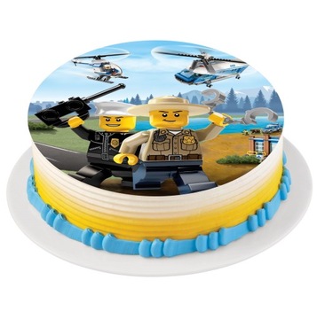BARDZO GRUBY OPŁATEK NA TORT LEGO CITY DUŻY 20 CM