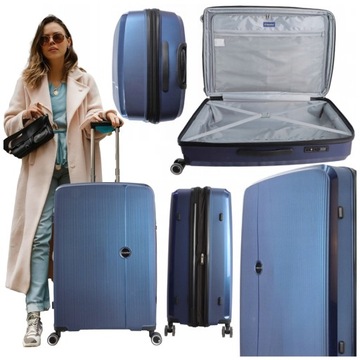 WALIZKA DUŻA SAXOLINE HOLIDAY EXPRESS L NAVY GRANATOWA ROZMIAR 76cm x 50cm