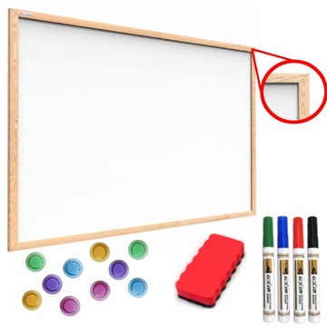 TABLICA MAGNETYCZNA DREWNIANA RAMA 100x80 GRATISY