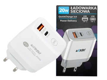 WTYCZKA DO SZYBKIEGO ŁADOWANIA 20W USB/USB-C QC
