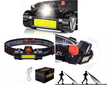 MOCNA LATARKA LED CZOŁOWA Z MAGNESEM COB 4W1