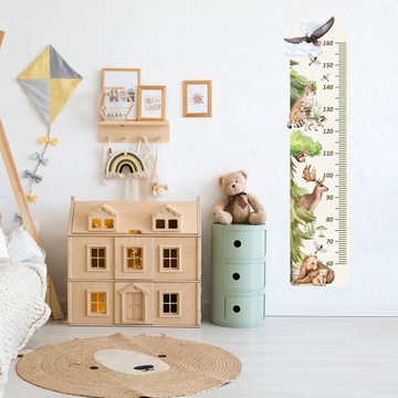 Наклейка на стену с диаграммой высоты лесные животные медведь лось