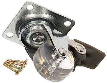 KÓŁKO OBROTOWE TRANSPORTOWE MEBLOWE Z HAMULCEM PRZEŹROCZYSTE ROLKA 35MM