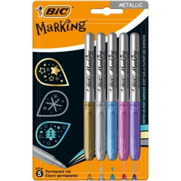 Маркери перманентні BIC 5 кол. Золотий+Сріблястий 4224