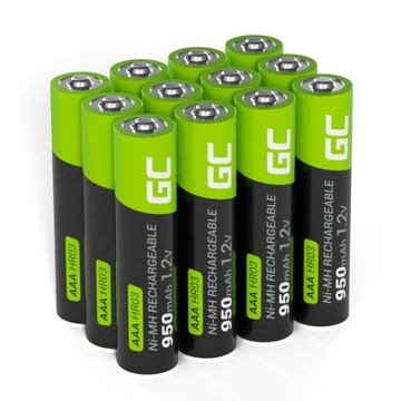 12x AKUMULATORKI AAA R3 950mAh GREEN CELL BATERIE DO LAMP SOLARNYCH