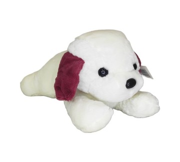 MASKOTKA PRZYTULANKA BIAŁY WIŚNIOWY PIES XL 33 cm