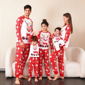 PIŻAMA Nowy świąteczna piżama rodzinna mody bożonarodzeniowy rysunek z nadr
