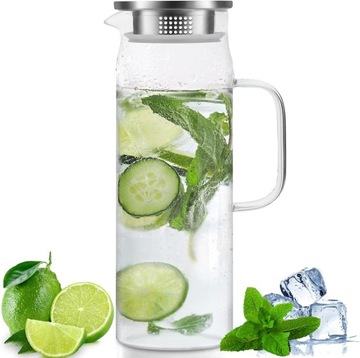 СТЕКЛЯННЫЙ КУВШИН ДЛЯ НАПИТКОВ СОК КОМПОТ ЛИМОНАД ВОДА ДЛЯ НАПИТКОВ 1,5л
