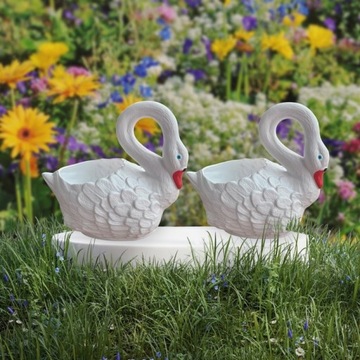 ЛЕБЕДЬ ЦВЕТОЧНЫЙ ГОРШОК САДОВАЯ ФИГУРКА НАБОР ЦВЕТОЧНЫХ КРЫШЕК 2x МАЛЕНЬКИЙ