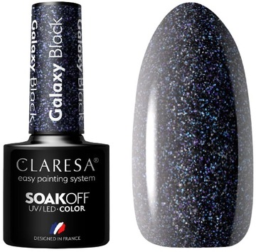 LAKIER HYBRYDOWY GALAXY BLACK 5g CLARESA Czerń z drobinkami