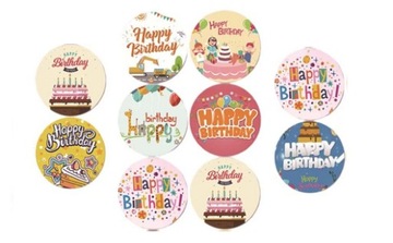 U8 NAKLEJKI URODZINY HAPPY BIRTHDAY PREZENT 10szt