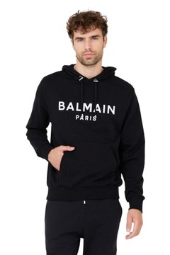 BALMAIN Czarna bluza Printed Hoodie XXL