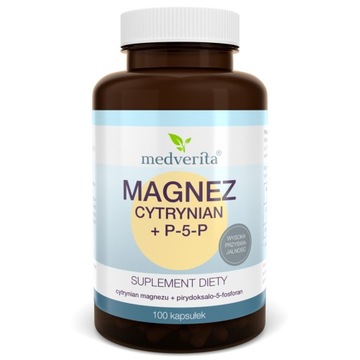 MEDVERITA Magnez Cytrynian Witamina B6 P-5-P 100k