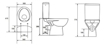 Компактный унитаз с сиденьем Parva New Cersanit (K27-063)