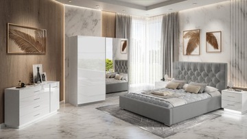 Sypialnia GLAMOUR zestaw szafa 244 komoda chrom