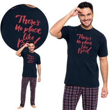 Piżama Męska Bawełniana Długie Spodnie W Kratę Plus Size MORAJ 4XL