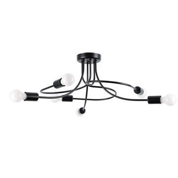 Żyrandol LEVAR 6 czarny/stal nowoczesna lampa wisząca do sypialni Sollux