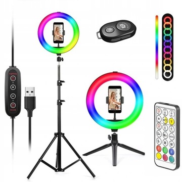LAMPA PIERŚCIENIOWA LED RGB Duży Zestaw RING Do Selfie Zdjęć Stojak Pilot