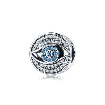 Srebrny Charms Ornamo Magiczne Oko Cyrkonia biała/niebieska Srebro pr.925