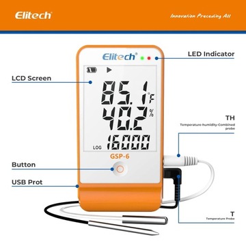 Elitech GSP-6 Цифровой регистратор температуры и влажности