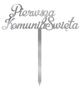 Topper Pierwsza Komunia Święta- srebrny TKS-8